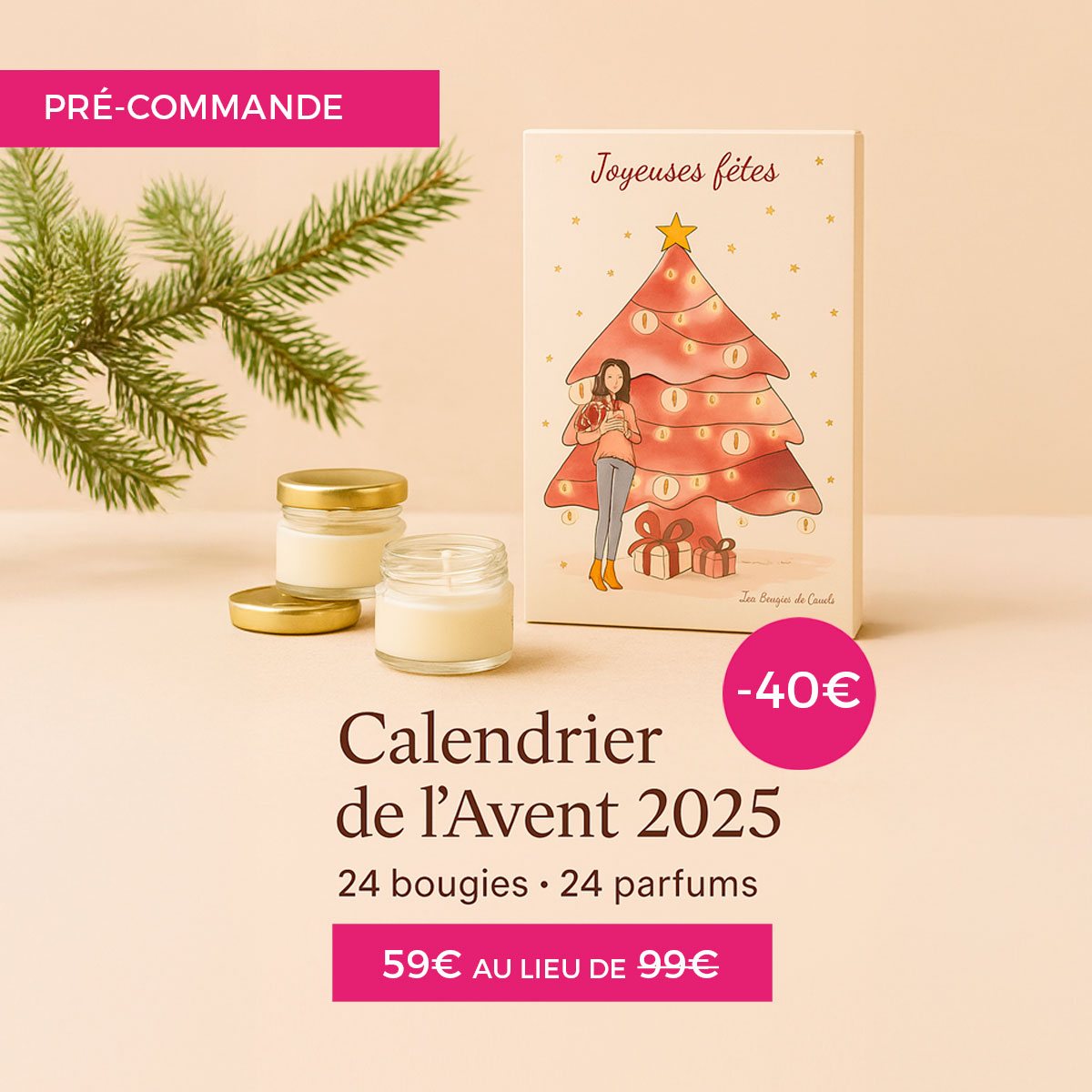 Pré-Commande – Calendrier de l’avent 2025 – bougies végétales
